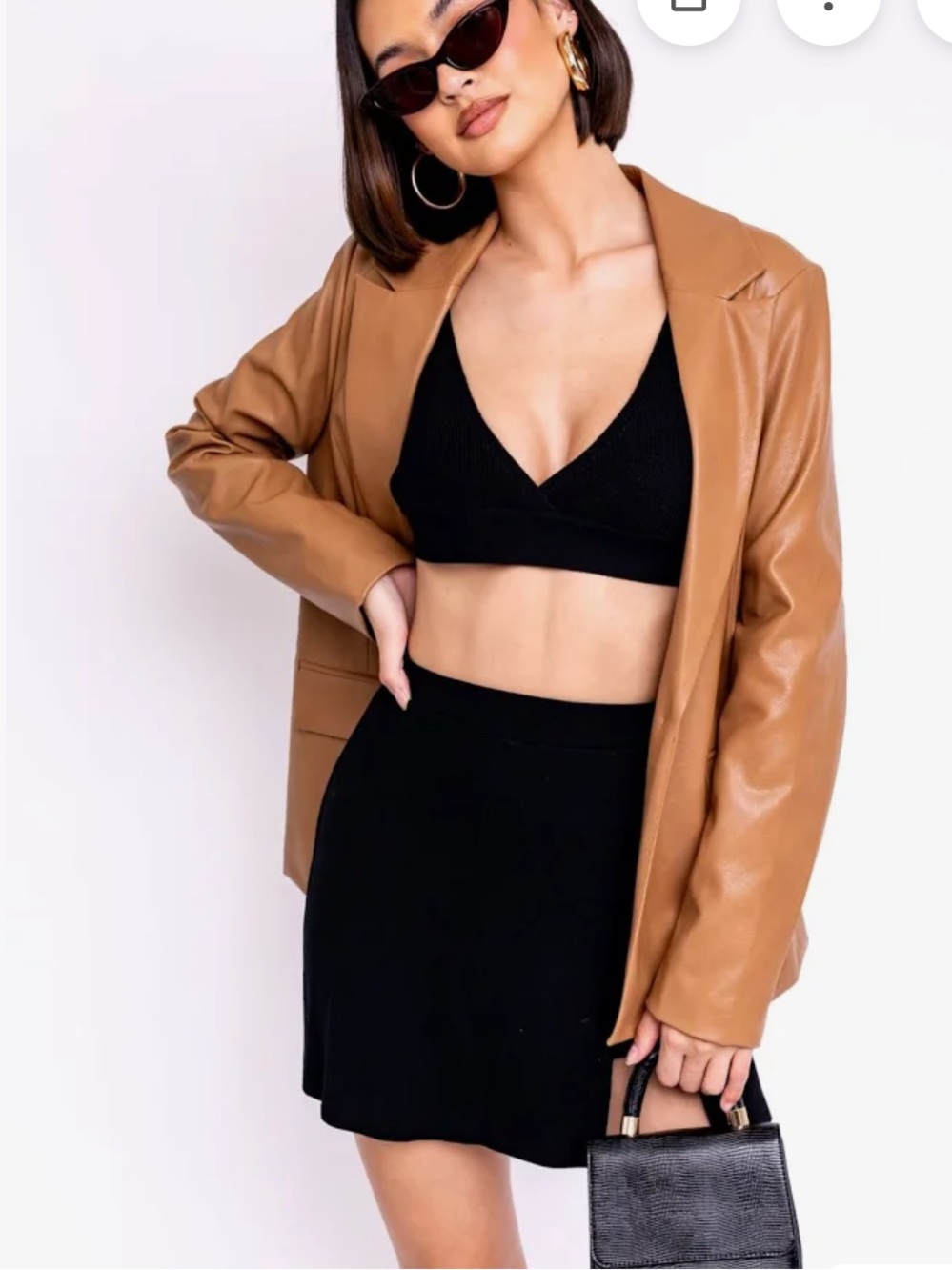 Le Lis Tan Vegan Leather Blazer